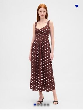 Gap Seamed Drop Waist Polka Dot Maxi Dress